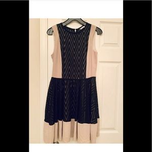 Rachel Roy Women's Sleeveless Dress Beige Black Zip Up Sz 6